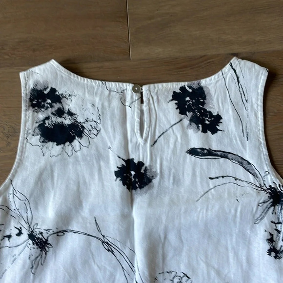 Habitat Linen Sketched Floral Pocket Dress White Size Small - Picture 10 of 11